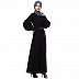Elegant abaya with long cuff sleeves- Black